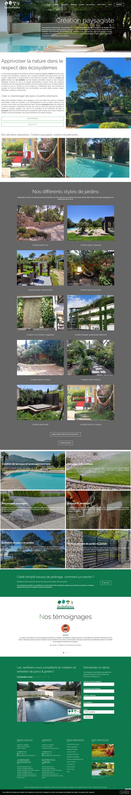 Création site web entreprise jardinage